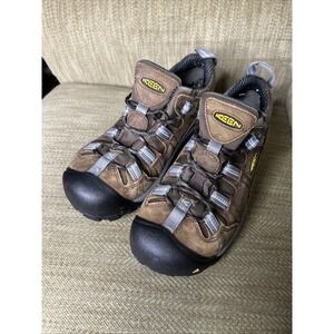 KEEN‎ Men's Brown Leather Lace Up Detroit Low Steel Toe ESD Work Shoes Size 7